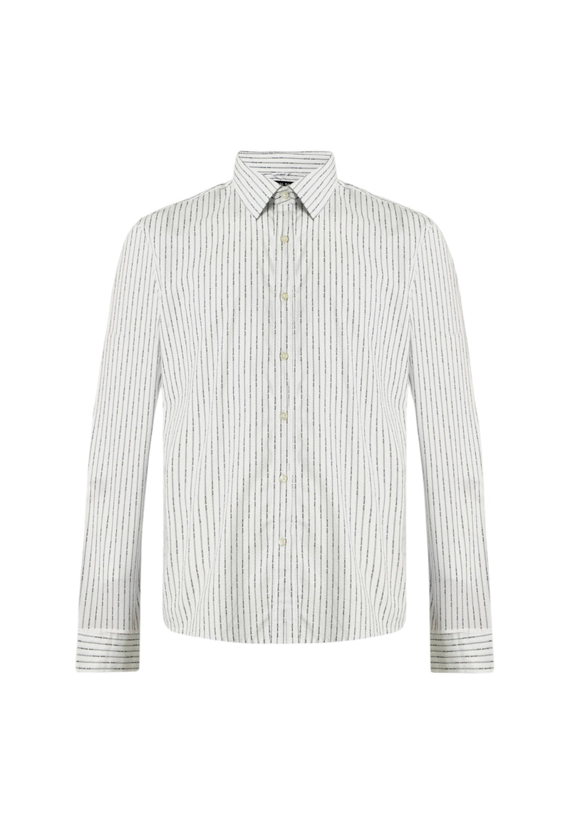 Camicia in cotone stretch gessato con logo Michael Kors White