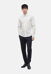 Camicia in cotone stretch gessato con logo Michael Kors White