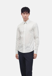 Camicia in cotone stretch gessato con logo Michael Kors White