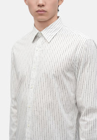 Camicia in cotone stretch gessato con logo Michael Kors White