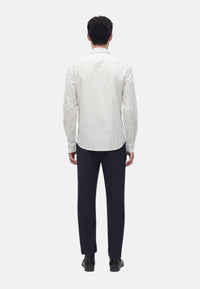 Camicia in cotone stretch gessato con logo Michael Kors White