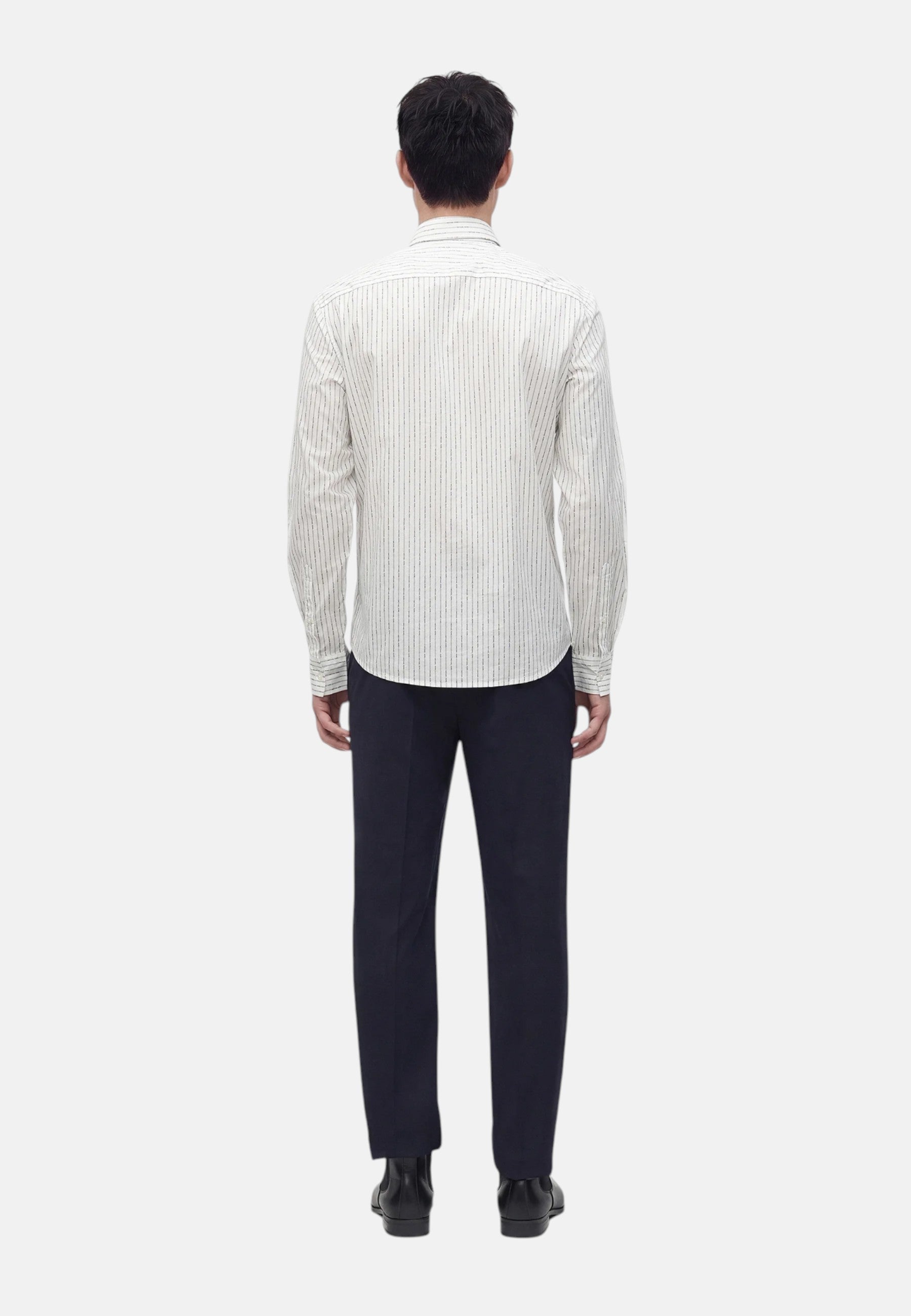 Camicia in cotone stretch gessato con logo Michael Kors White
