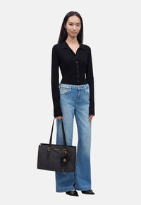 Borsa tote Zadie media con stampa logo Black