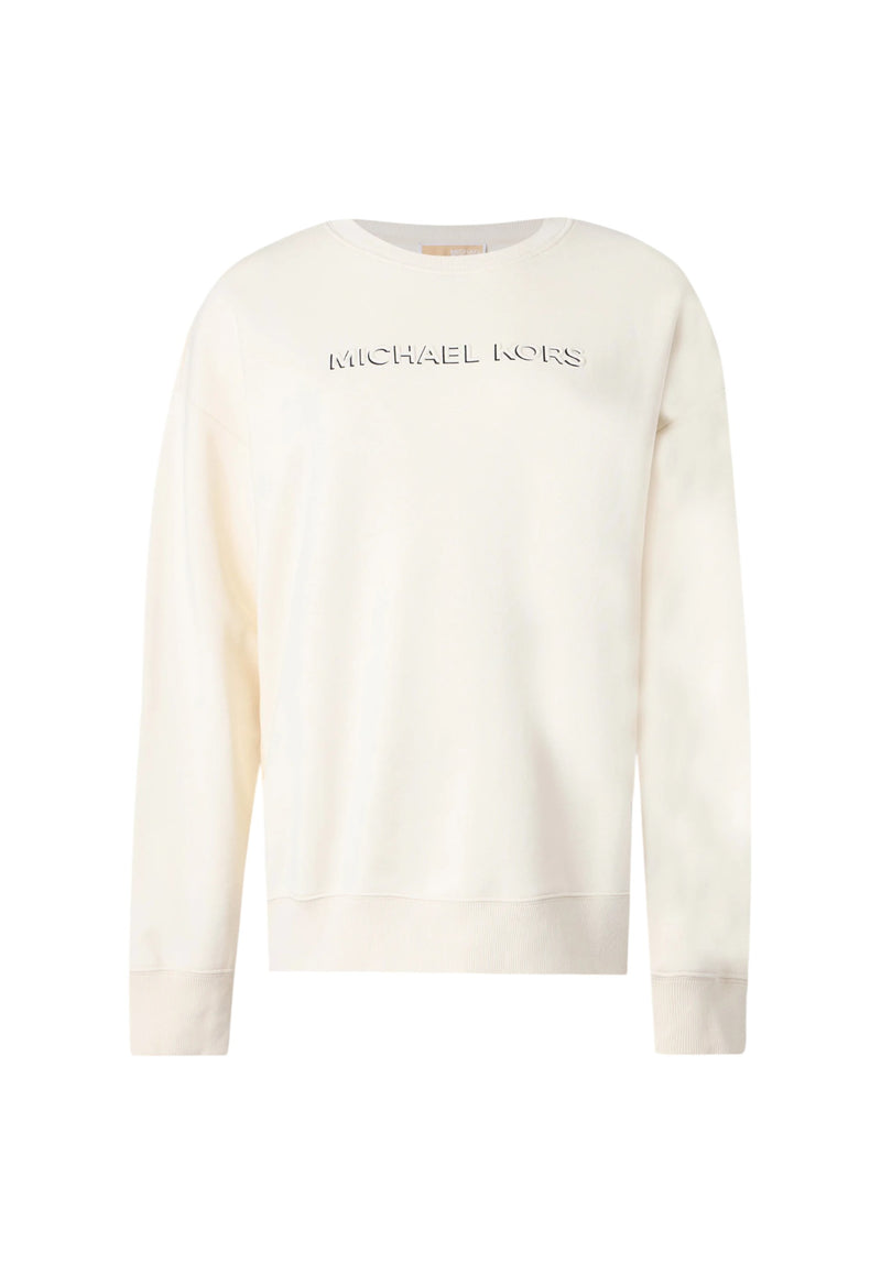 Michael Kors Maglione in cotone con logo in rilievo. Bone