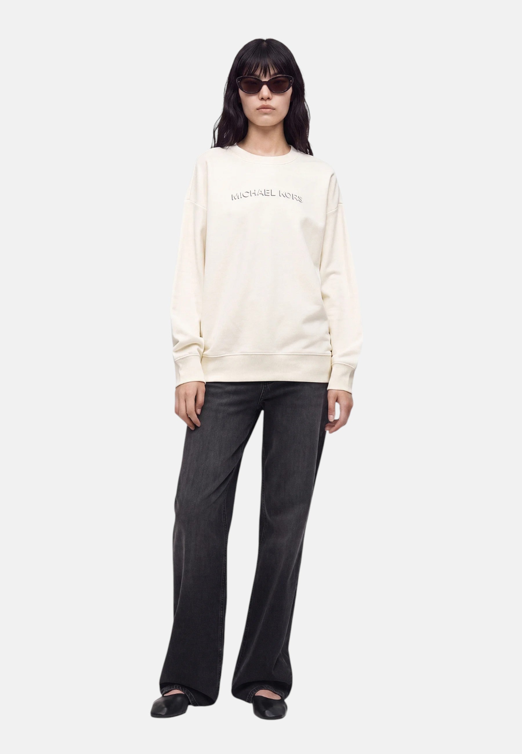 Michael Kors Maglione in cotone con logo in rilievo. Bone