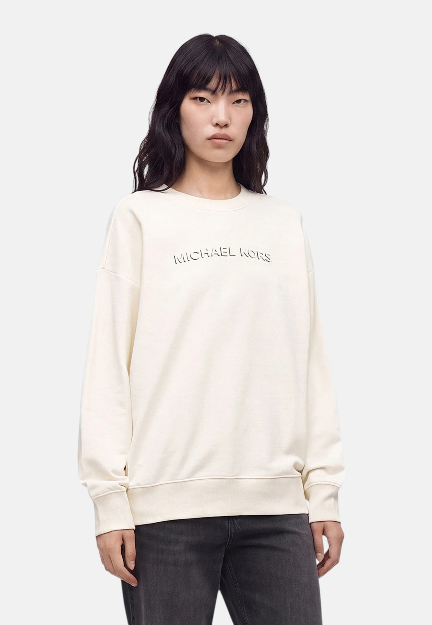 Michael Kors Maglione in cotone con logo in rilievo. Bone