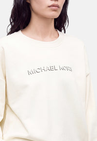 Michael Kors Maglione in cotone con logo in rilievo. Bone