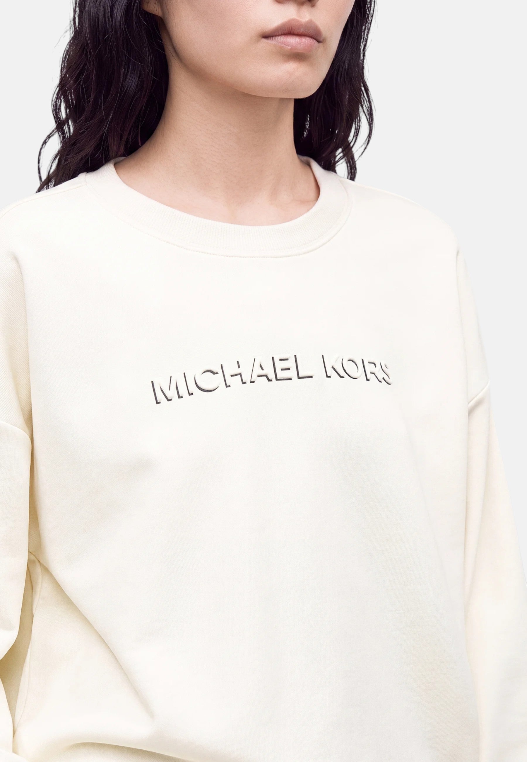 Michael Kors Maglione in cotone con logo in rilievo. Bone