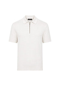 Polo da Uomo in maglia di cotone con zip Michael Kors White