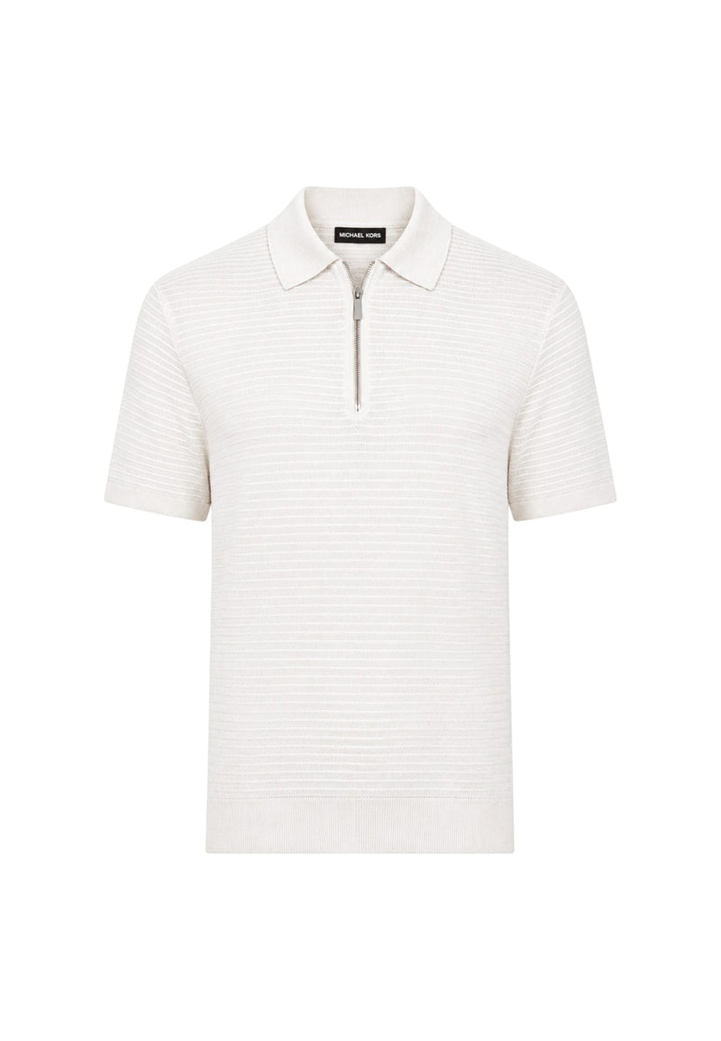 Polo da Uomo in maglia di cotone con zip Michael Kors White