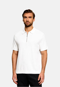 Polo da Uomo in maglia di cotone con zip Michael Kors White