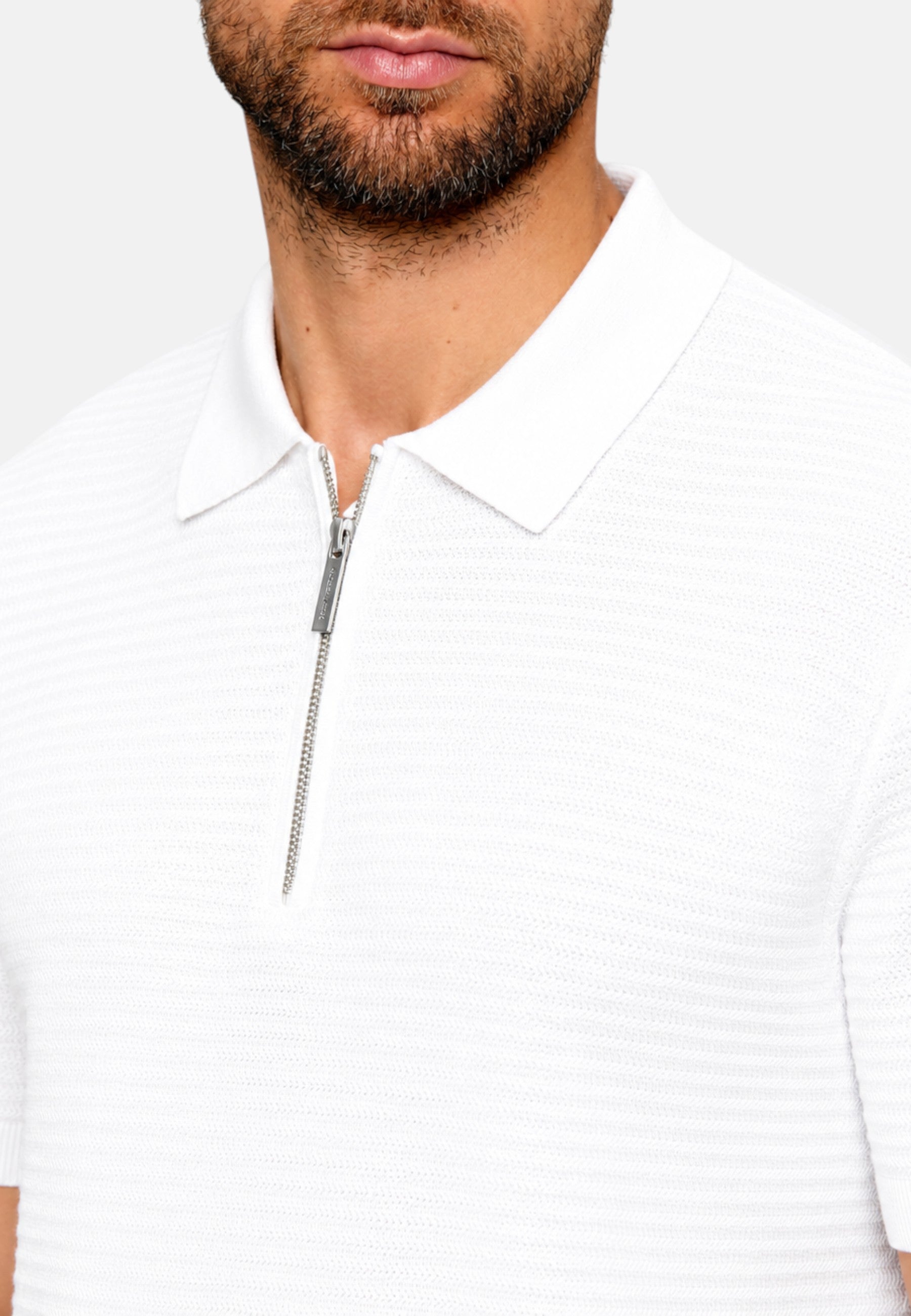 Polo da Uomo in maglia di cotone con zip Michael Kors White