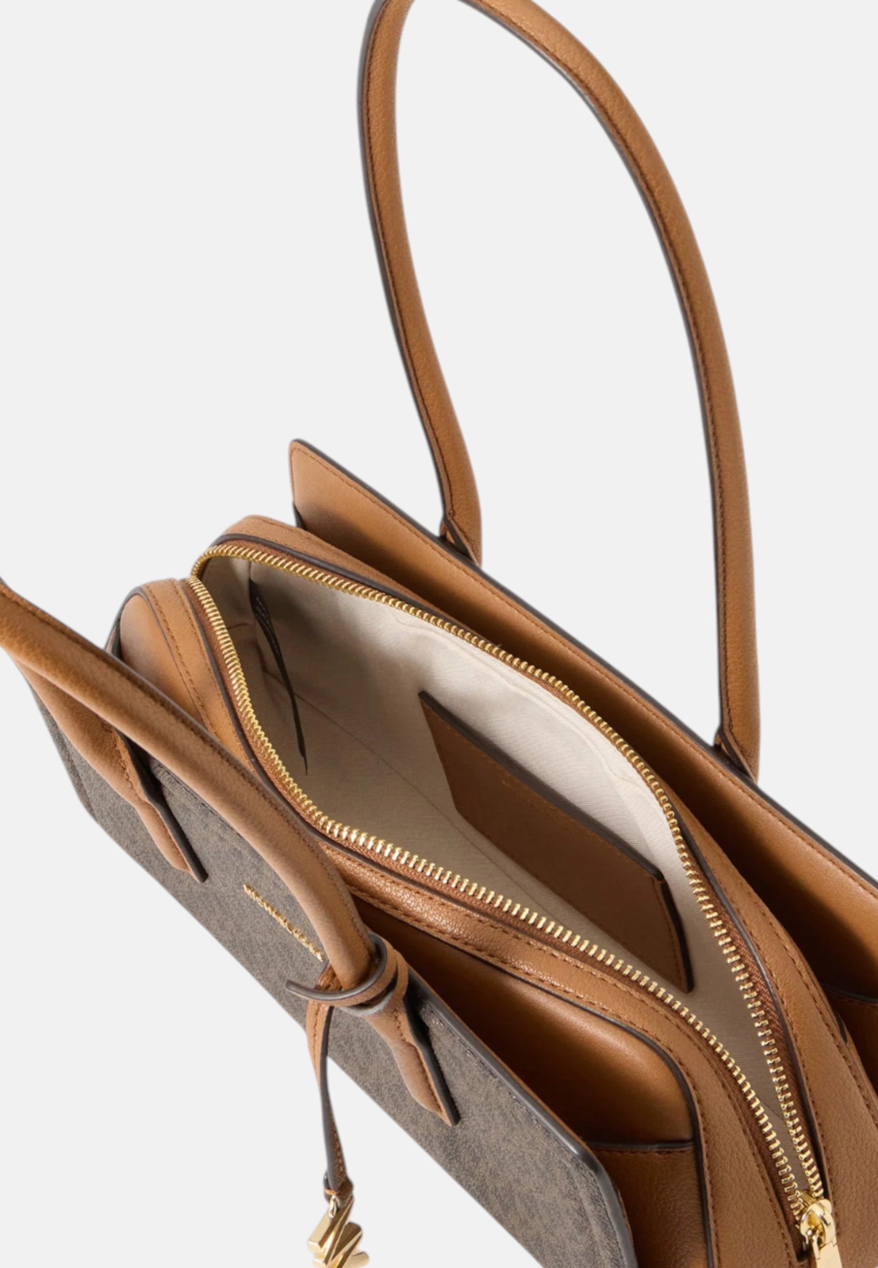 Borsa Donna  a spalla Laila piccola con stampa logo Michael Kors Brown/acorn
