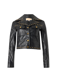 Giacca effetto stropicciato con borchie MIchael Kors Black