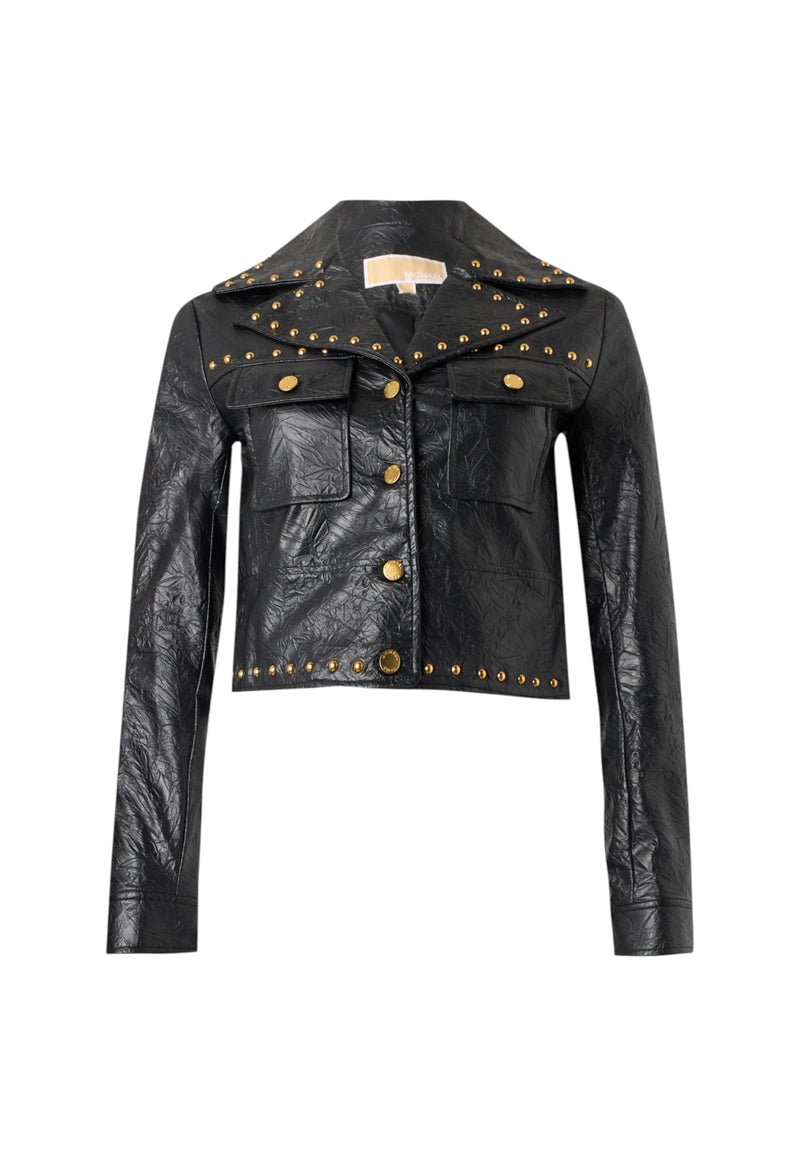 Giacca effetto stropicciato con borchie MIchael Kors Black