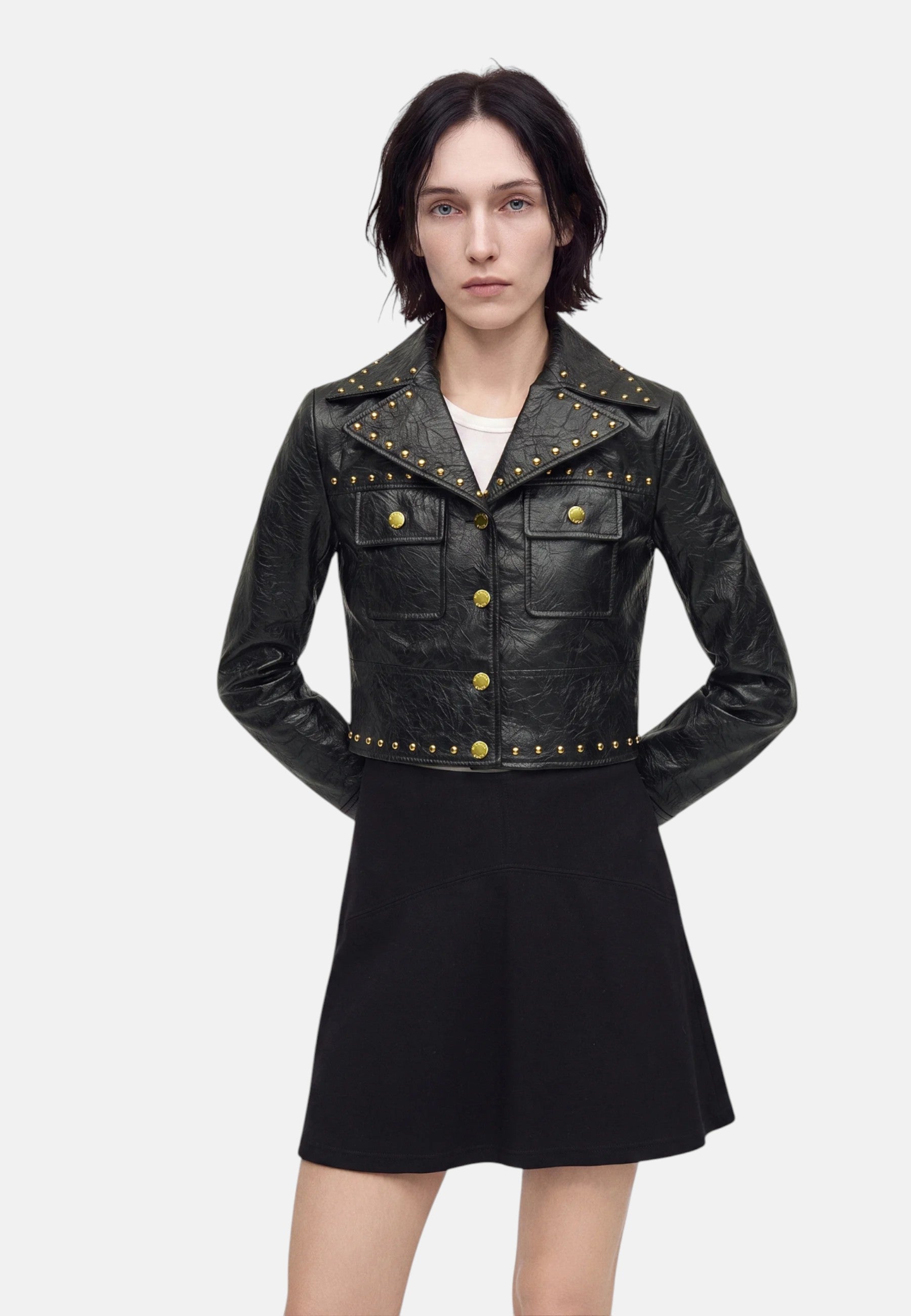 Giacca effetto stropicciato con borchie MIchael Kors Black