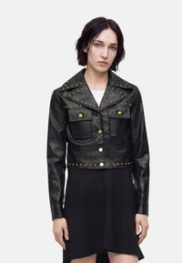 Giacca effetto stropicciato con borchie MIchael Kors Black