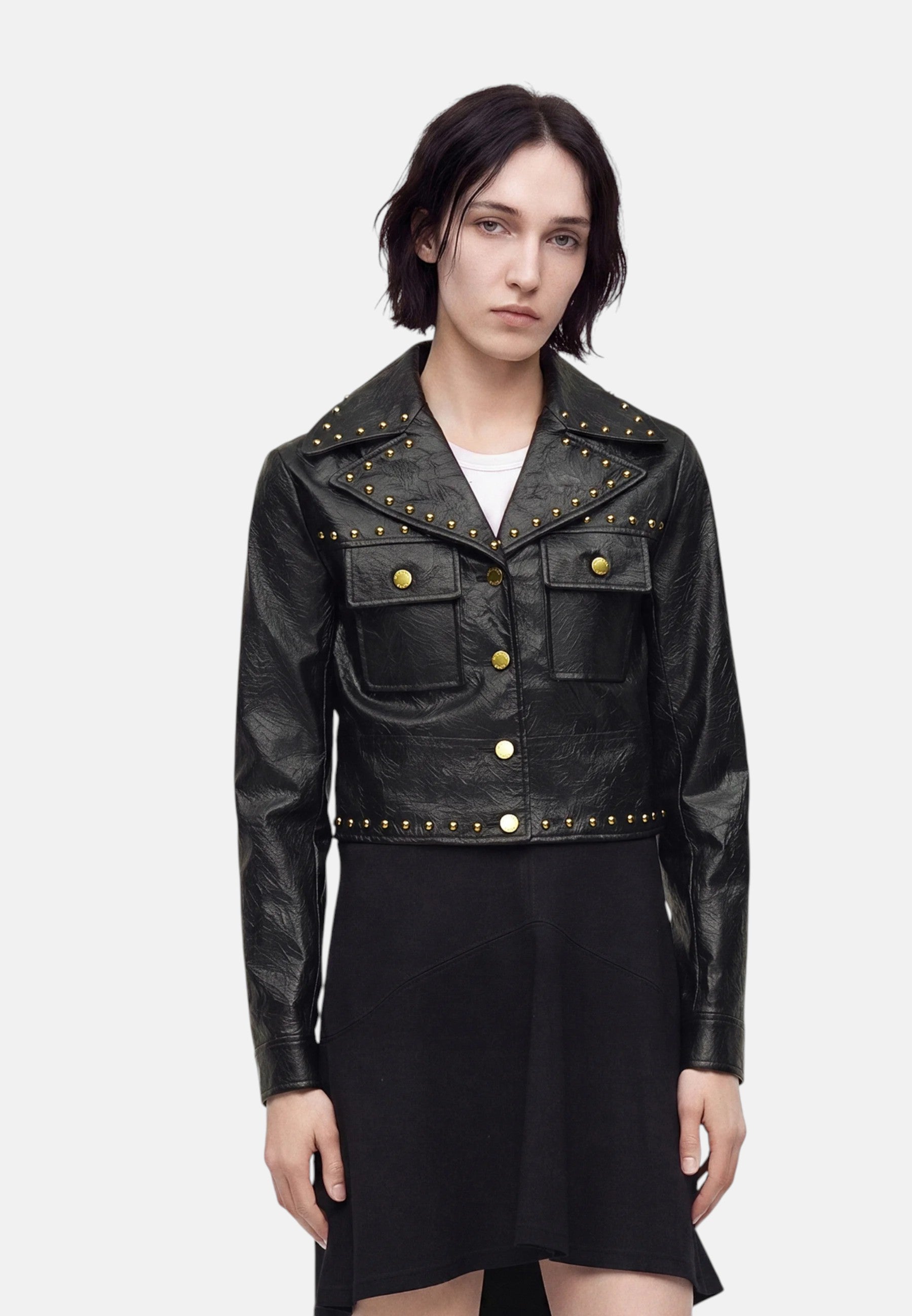 Giacca effetto stropicciato con borchie MIchael Kors Black