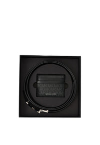 Set regalo porta carte di credito e cintura con logo Uomo Michael Kors Black