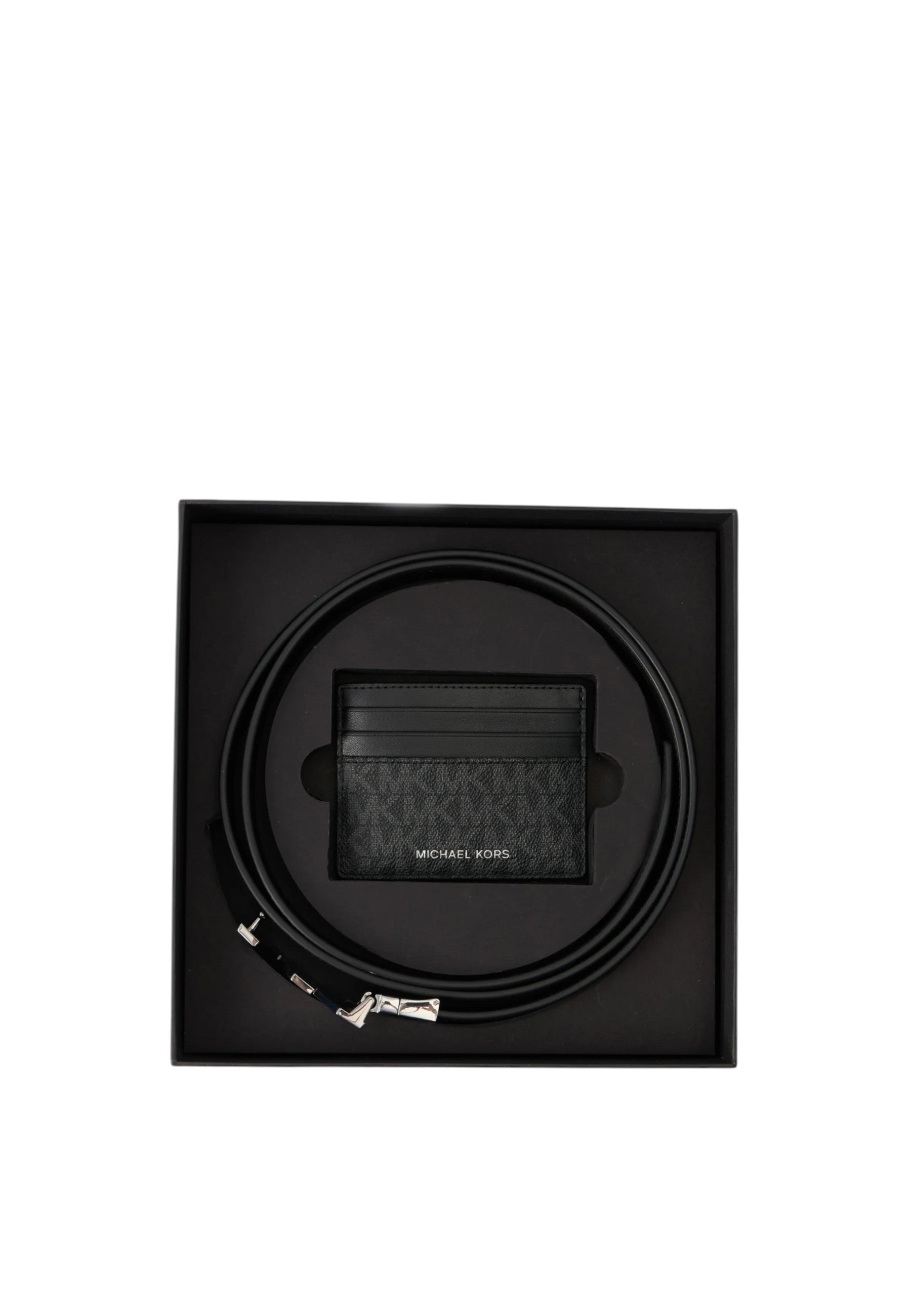 Set regalo porta carte di credito e cintura con logo Uomo Michael Kors Black