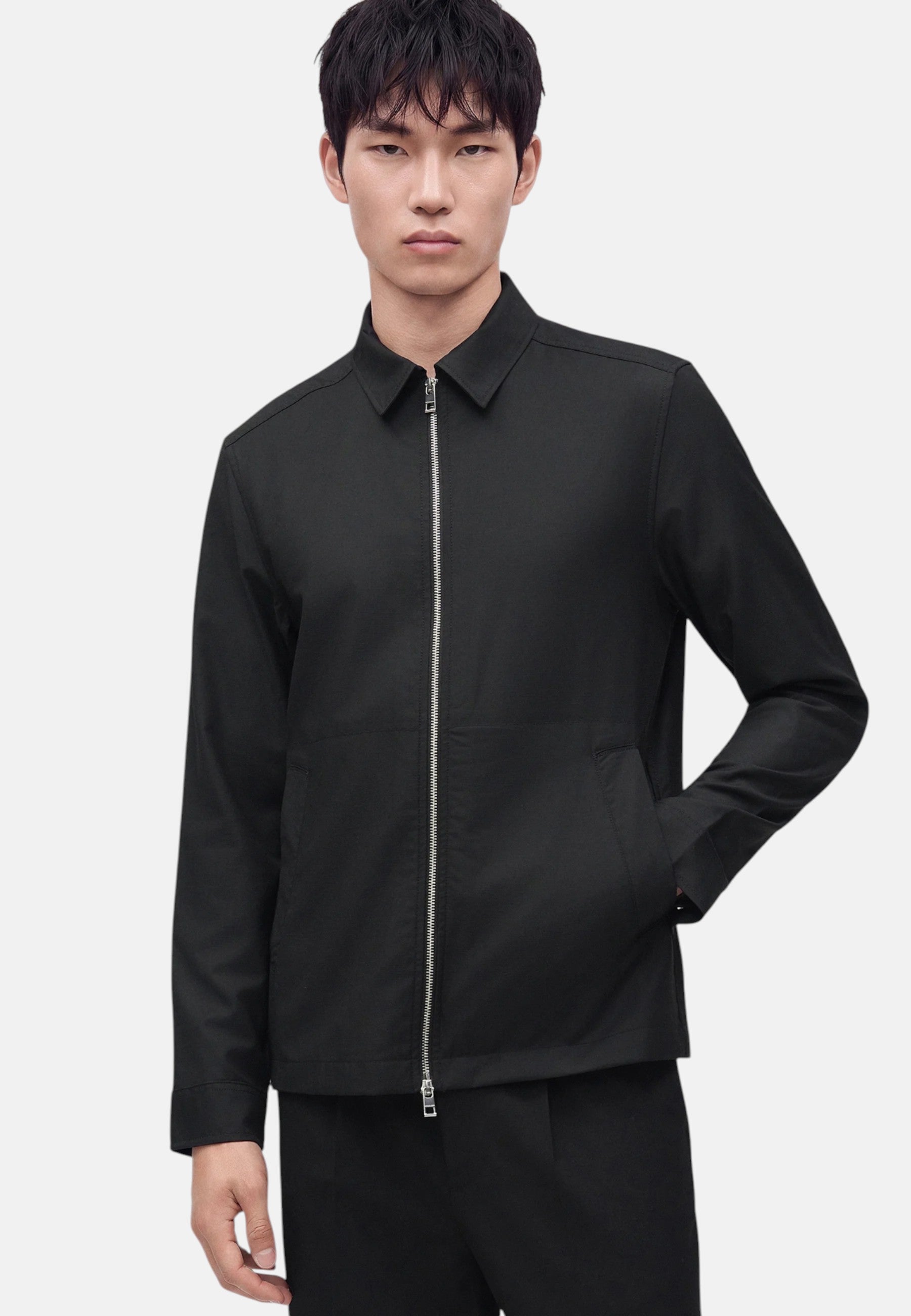Giacca a camicia tecnica con zip Uomo Michael Kors Black