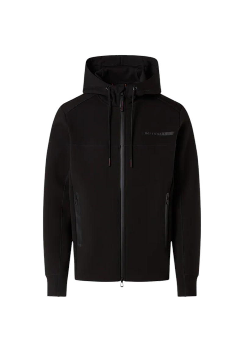 Felpa con cappuccio e zip integrale in scuba Uomo North Sails Black