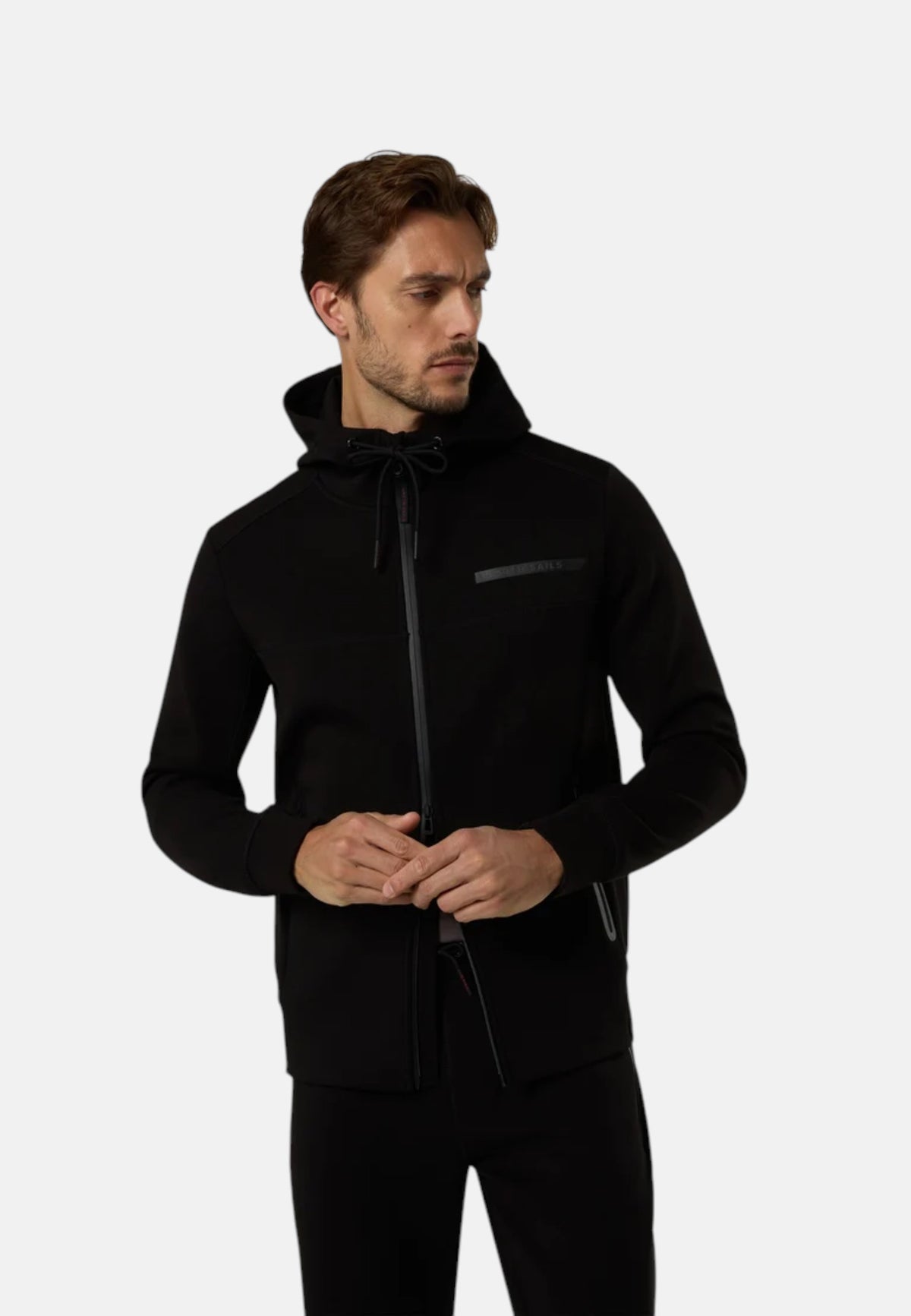 Felpa con cappuccio e zip integrale in scuba Uomo North Sails Black