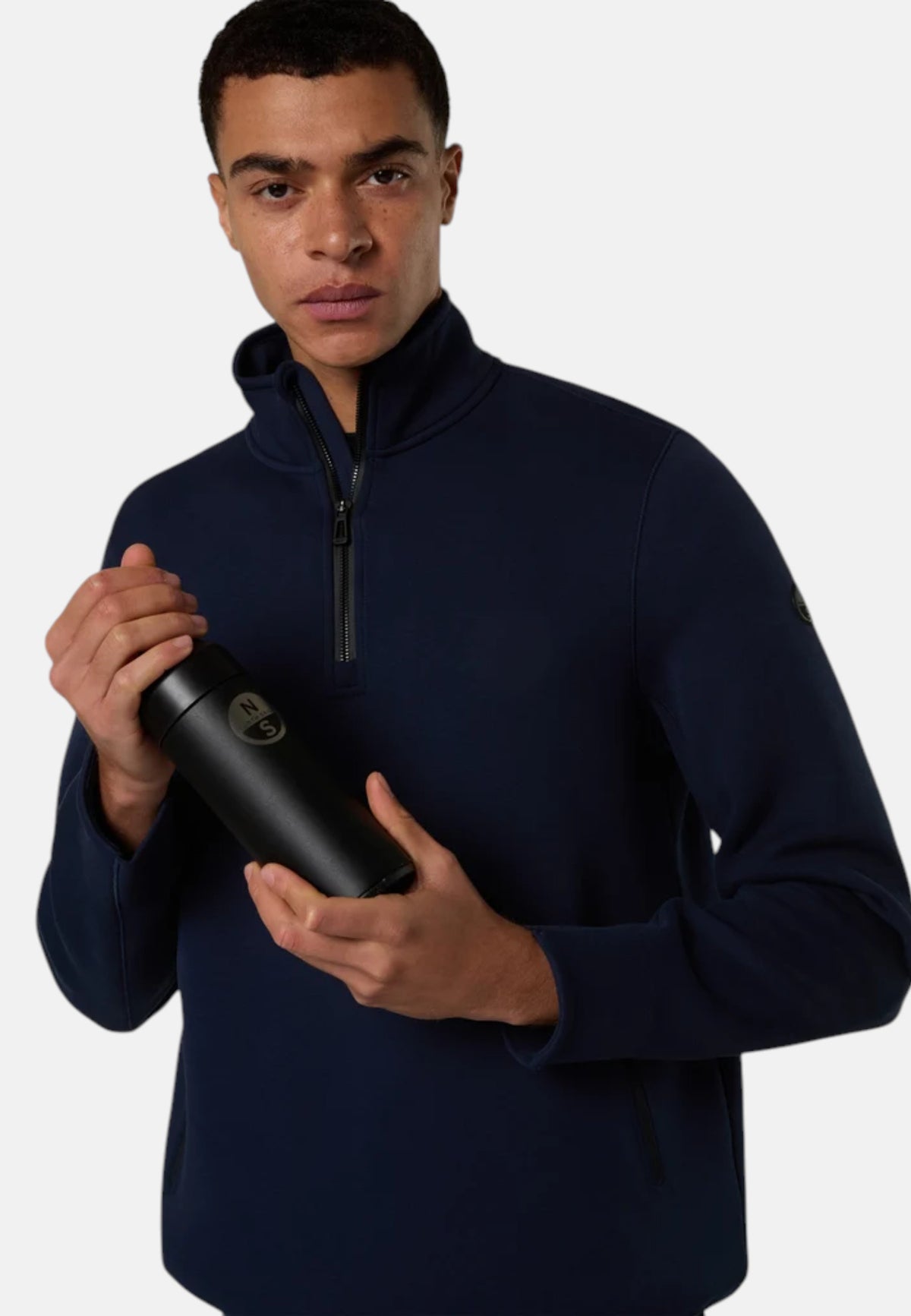Felpa mezza zip in piqué scuba Da uomo North Sails Navy Blue