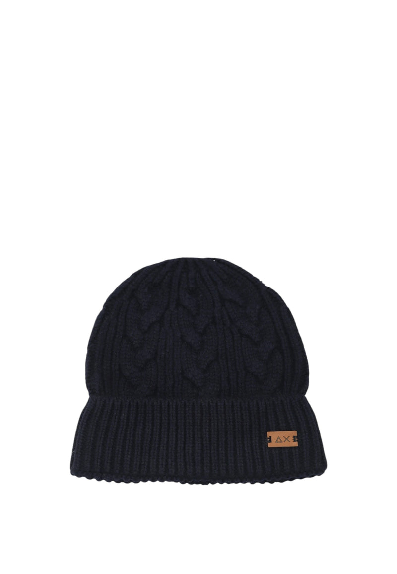 Berretto Da Uomo in misto lana a trecce Navy Blue