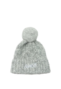 Berretto con pon-pon in misto lana a trecce Grigio Chiaro
