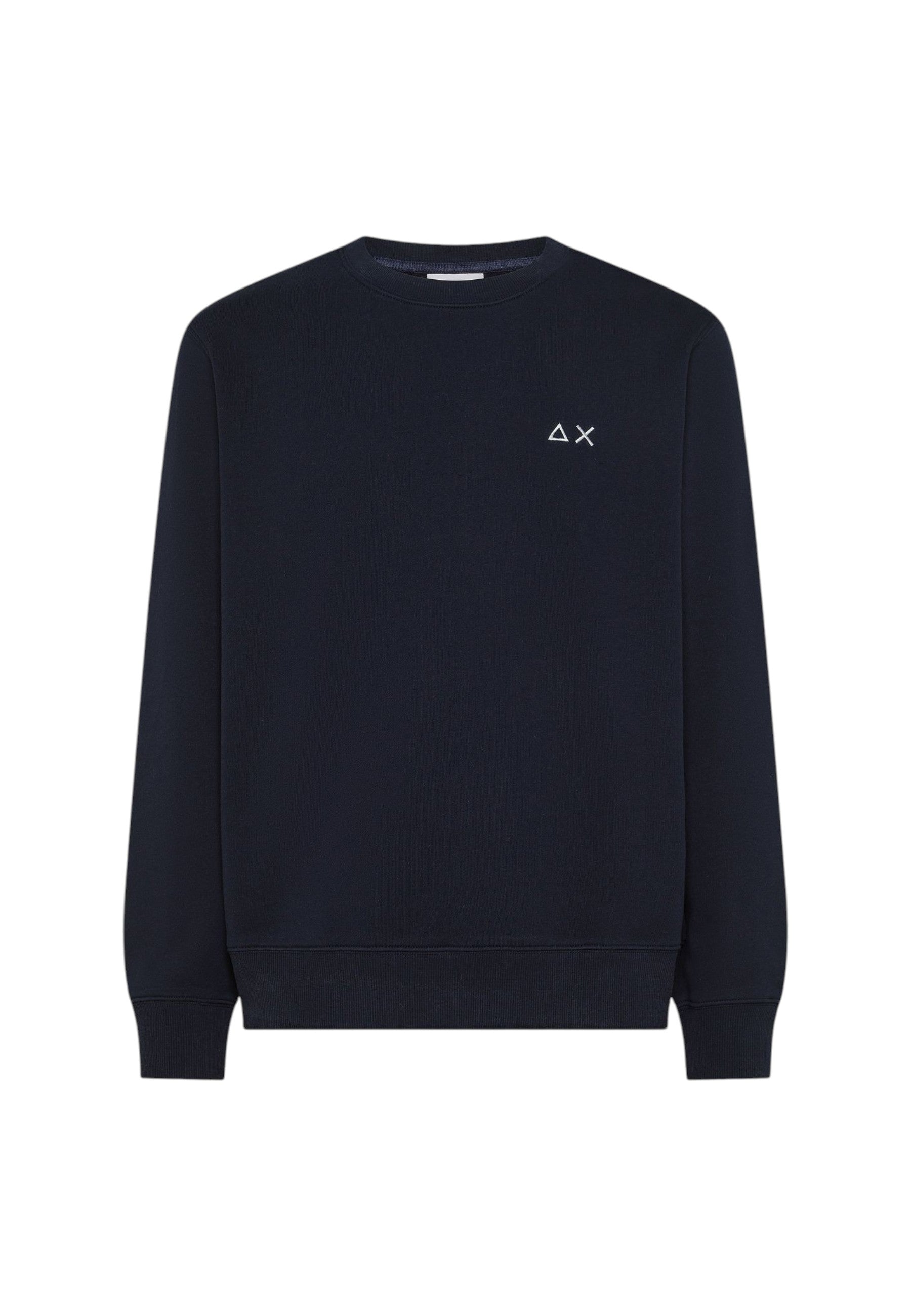 Felpa girocollo in cotone da uomo con logo Frontale Navy Blue