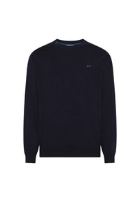 Maglione girocollo da uomo in cotone con logo Frontale Navy Blue