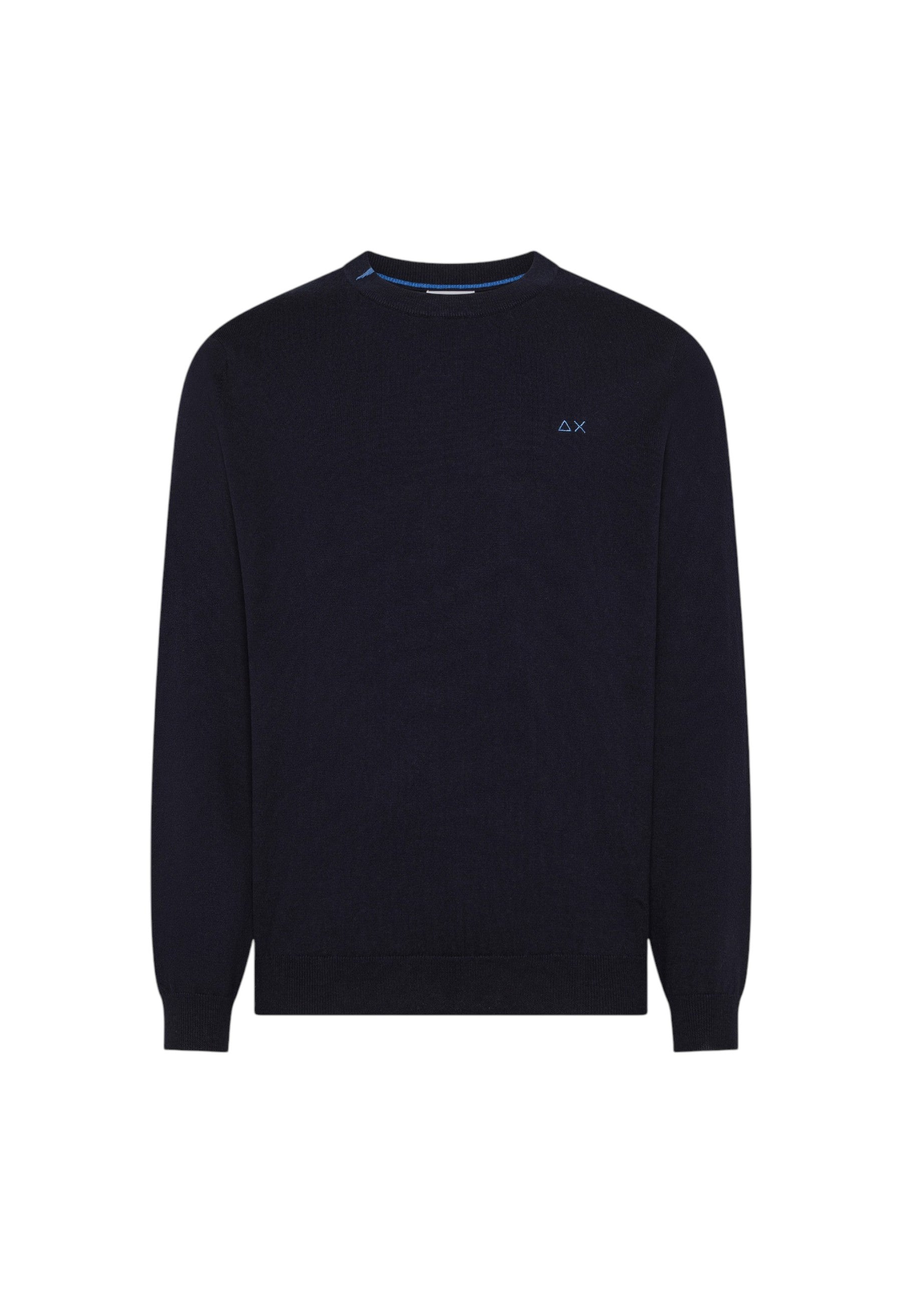 Maglione girocollo da uomo in cotone con logo Frontale Navy Blue