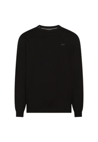 Maglione girocollo da uomo in cotone con logo Frontale Nero