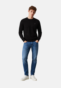 Maglione girocollo da uomo in cotone con logo Frontale Nero