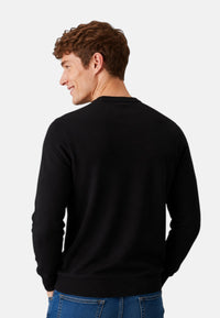 Maglione girocollo da uomo in cotone con logo Frontale Nero