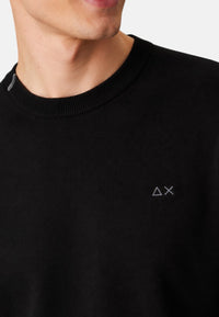 Maglione girocollo da uomo in cotone con logo Frontale Nero