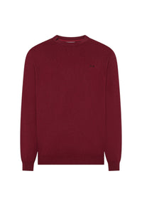 Maglione girocollo da uomo in cotone con logo Frontale Bordeaux