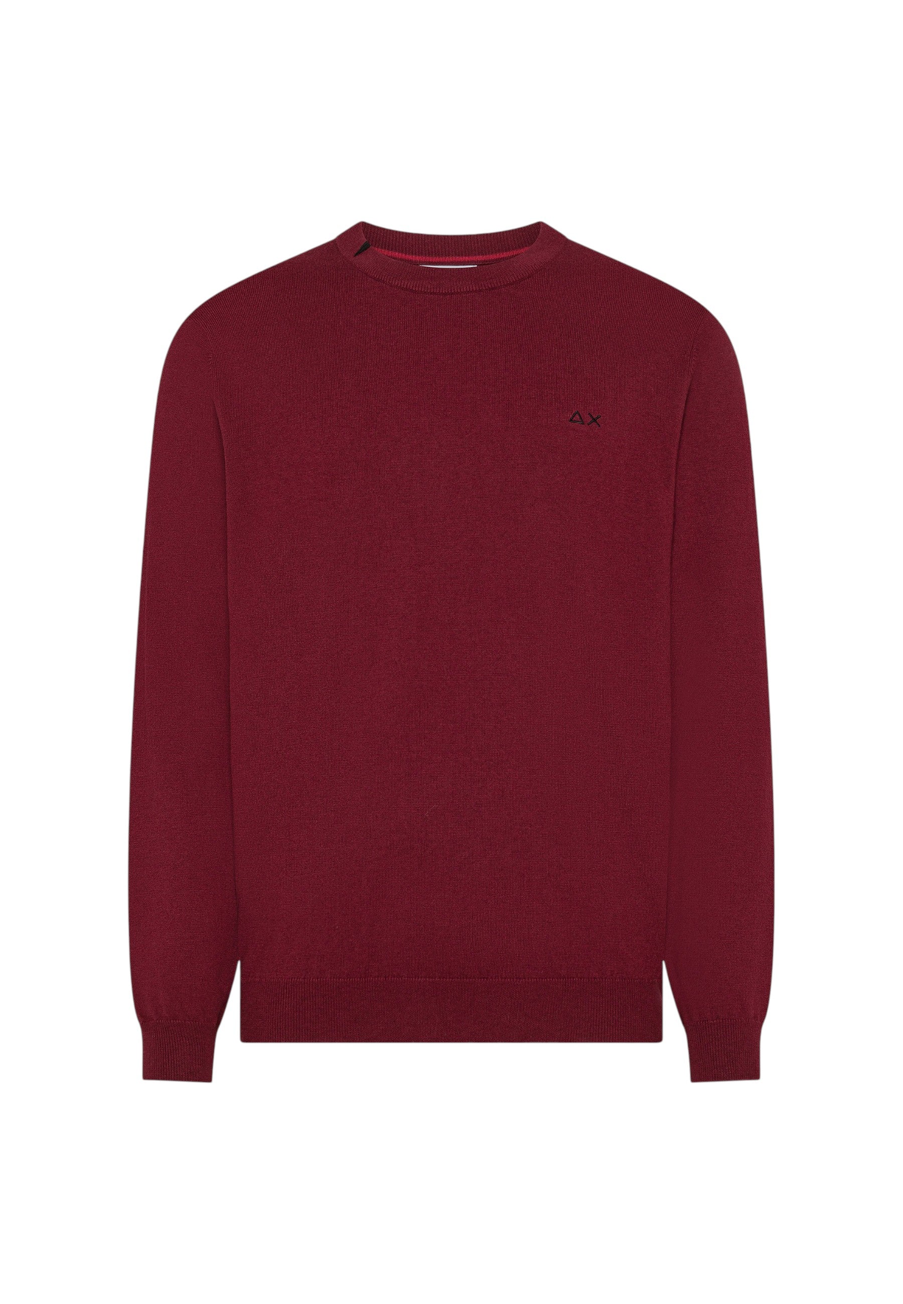 Maglione girocollo da uomo in cotone con logo Frontale Bordeaux