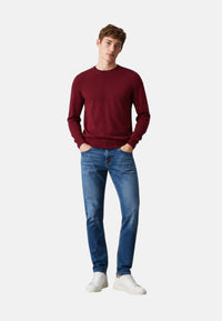 Maglione girocollo da uomo in cotone con logo Frontale Bordeaux