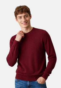 Maglione girocollo da uomo in cotone con logo Frontale Bordeaux