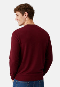 Maglione girocollo da uomo in cotone con logo Frontale Bordeaux