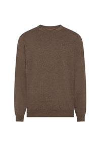 Maglione girocollo da uomo in cotone con logo Frontale Tortora