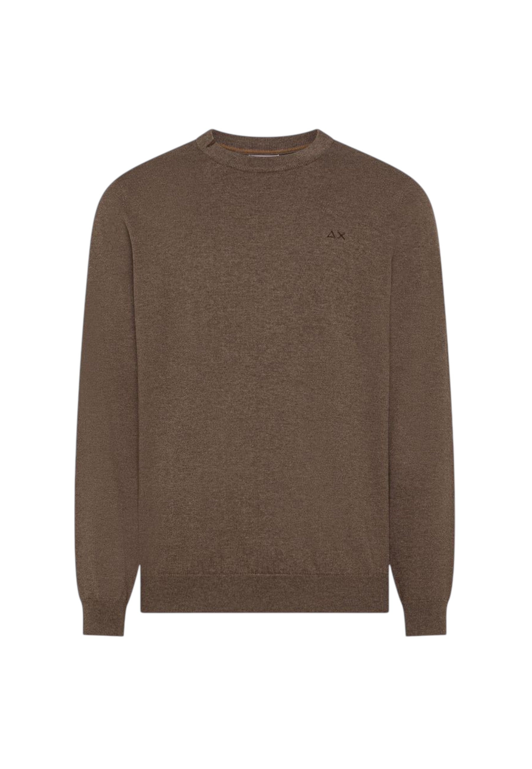 Maglione girocollo da uomo in cotone con logo Frontale Tortora