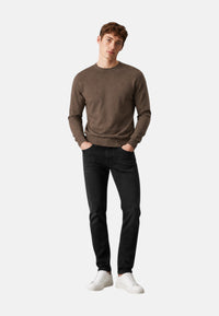 Maglione girocollo da uomo in cotone con logo Frontale Tortora