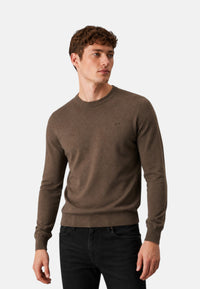 Maglione girocollo da uomo in cotone con logo Frontale Tortora
