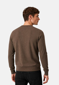 Maglione girocollo da uomo in cotone con logo Frontale Tortora
