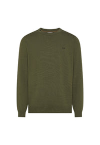 Maglione girocollo da uomo in cotone con logo Frontale Militare Scuro