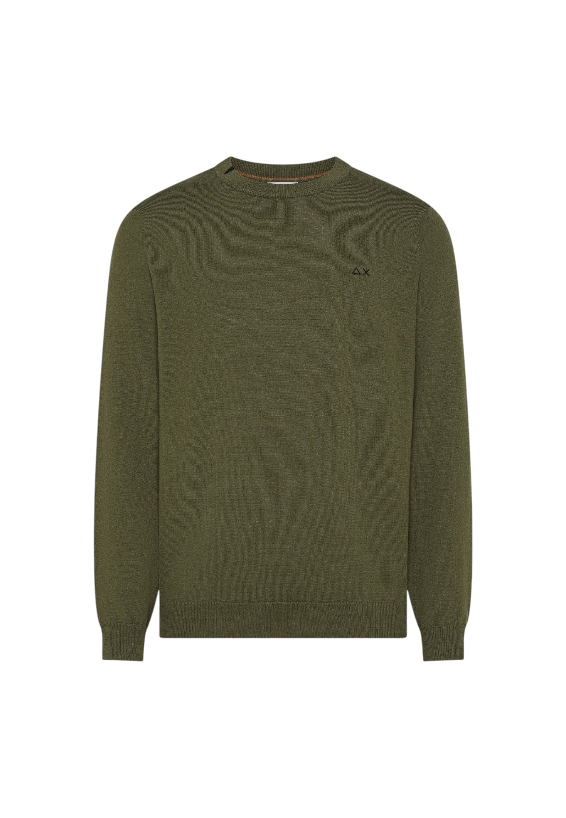Maglione girocollo da uomo in cotone con logo Frontale Militare Scuro