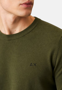 Maglione girocollo da uomo in cotone con logo Frontale Militare Scuro
